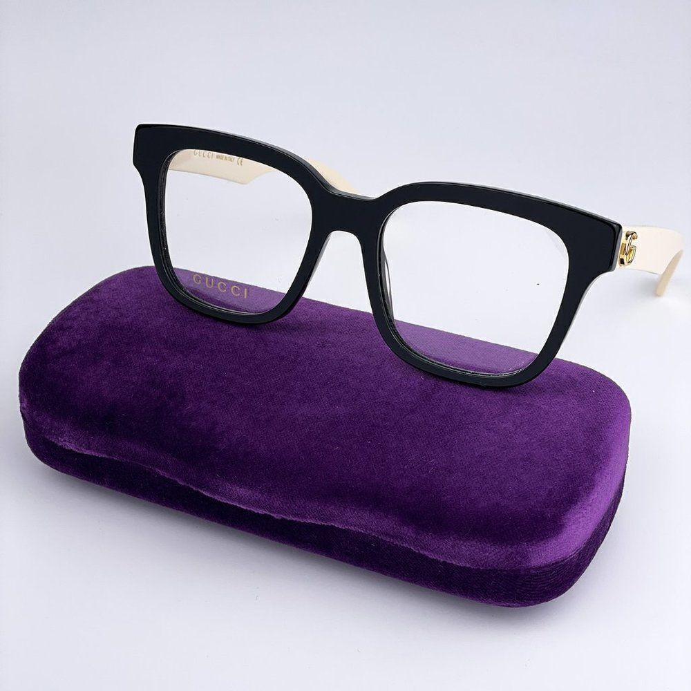 NEW Gucci GG0958O 005 Black White Square Unisex Eyeglasses